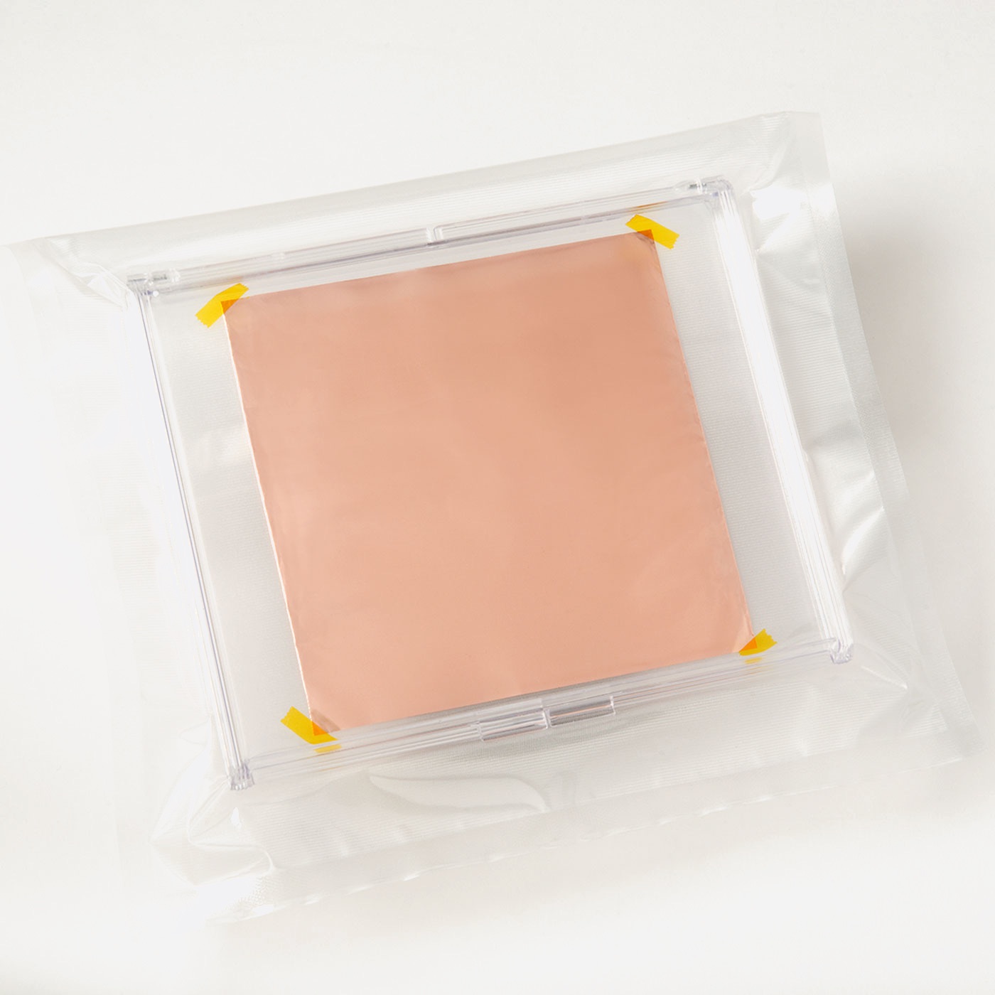 As shipped — sealed foil, 6" × 6"