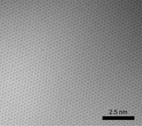 TEM — hBN lattice, 2.5 nm scale